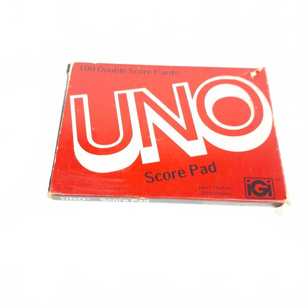 Uno Score Pad 100 Double Score Cards 1978‎ International Games Open Box Ages 7 +